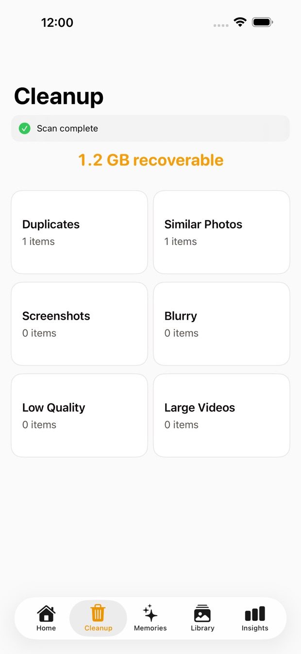 Clean Up app — duplicate photo finder
