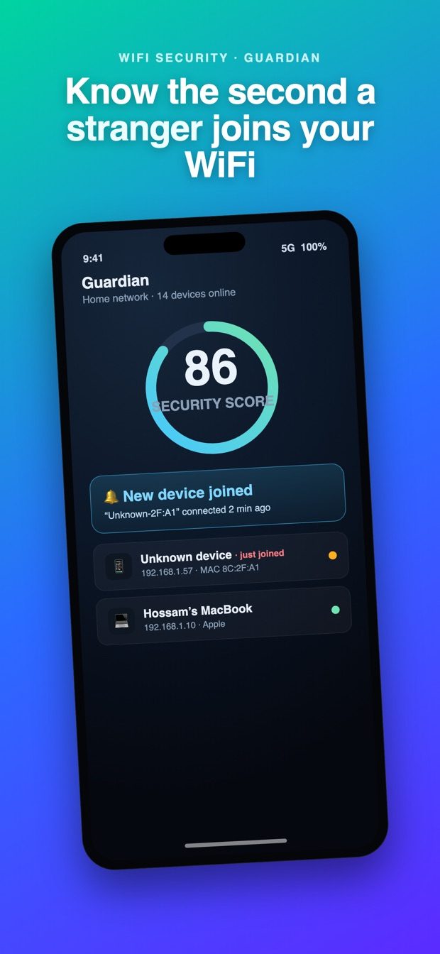 NetRadar app — WiFi network scan