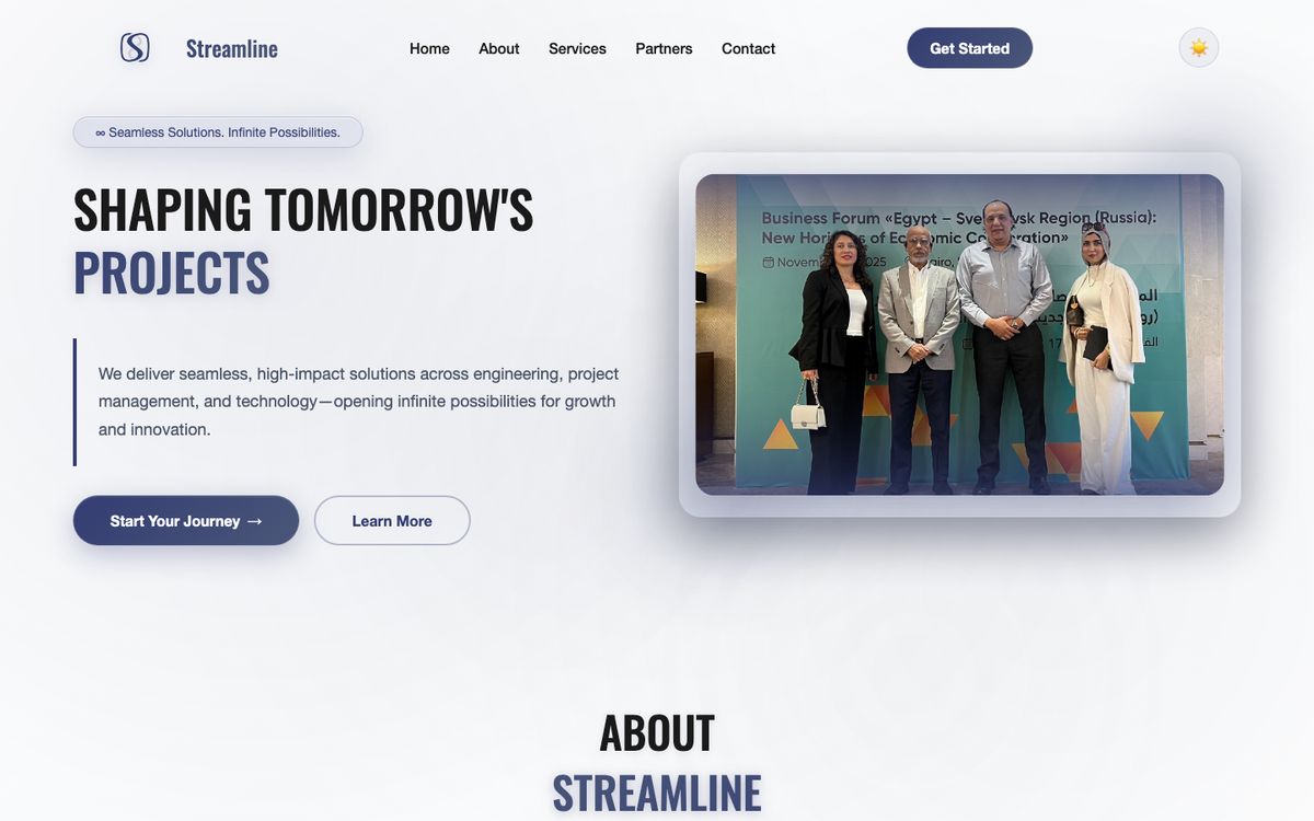Streamline — business solutions website homepage