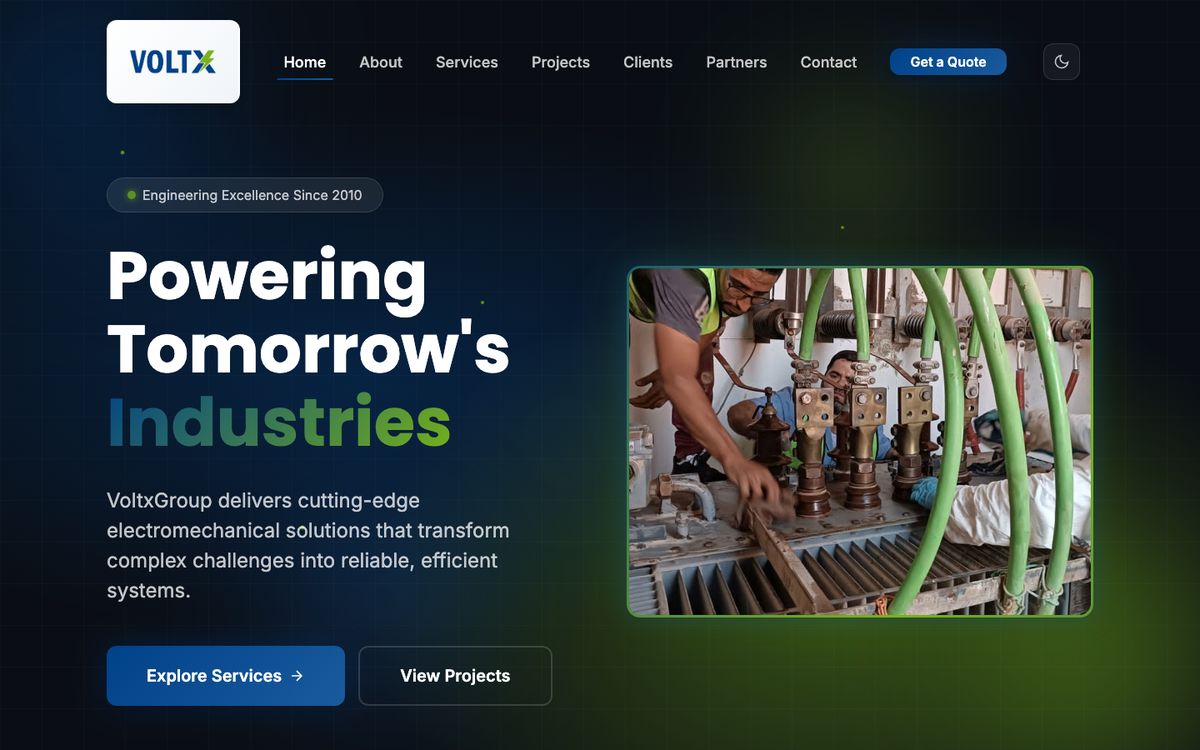 VoltxGroup — engineering solutions website homepage